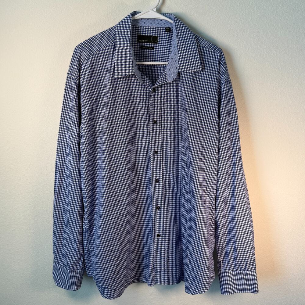 QUIETI Man's Long Sleeves 100% Fine Cotton Dress Shirt. Size XXL‎ Blue